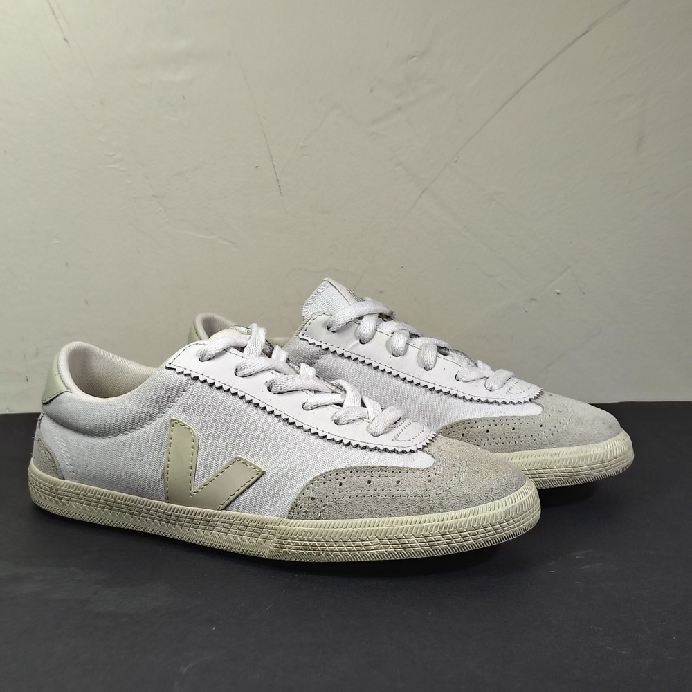 Veja Volley Sneakers Womens 6 White Grey Canvas Suede Low Top Trainers S-1470